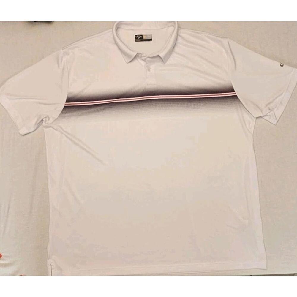 Callaway Polo Shirt Mens Large 2XL Striped Opti Dri Embroidered Logo Golf